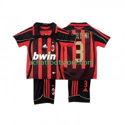 Maillot AC Milan MALDINI 3 Rétro Domicile Tenue pour Enfant 2006 2007 Manche Courte