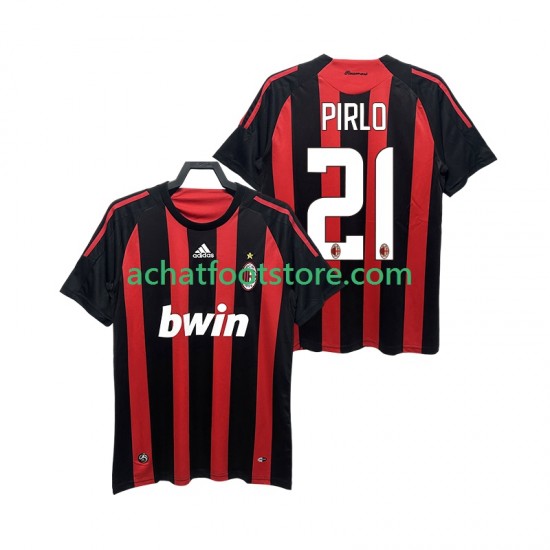 Maillot AC Milan RIRLO 21 Rétro Domicile Tenue pour Homme 2008 2009 Manche Courte