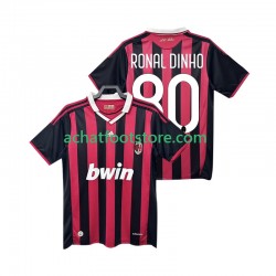 Maillot AC Milan RONALDINHO 80 Rétro Domicile Tenue pour Homme 2009 2010 Manche Courte