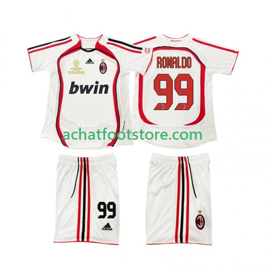 Maillot AC Milan RONALDO 9 Rétro Extérieur Tenue pour Enfant 2006 2007 Manche Courte