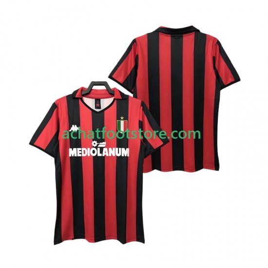 Maillot AC Milan Rétro Domicile Tenue pour Homme 1988 1989 Manche Courte