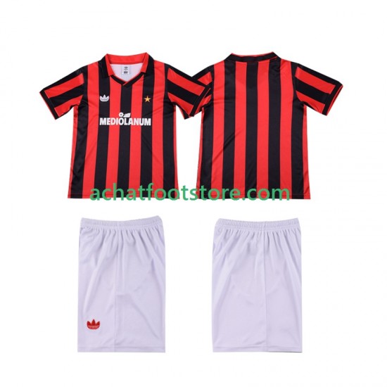 Maillot AC Milan Rétro Domicile Tenue pour Enfant 1990 1991 Manche Courte