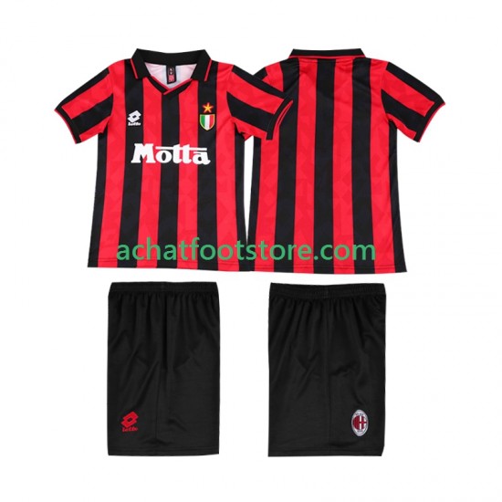 Maillot AC Milan Rétro Domicile Tenue pour Enfant 1993 1994 Manche Courte