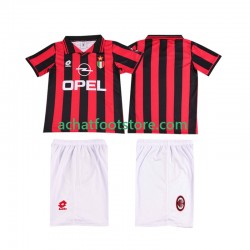 Maillot AC Milan Rétro Domicile Tenue pour Enfant 1996 2004 Manche Courte