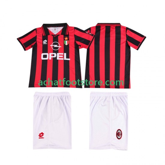 Maillot AC Milan Rétro Domicile Tenue pour Enfant 1996 2004 Manche Courte