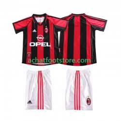Maillot AC Milan Rétro Domicile Tenue pour Enfant 1988 2002 Manche Courte