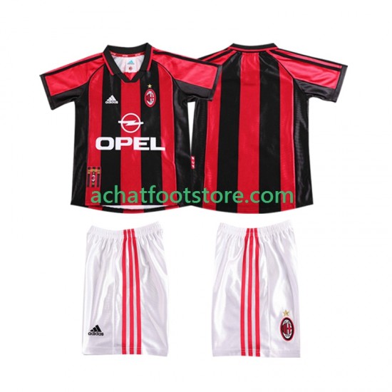 Maillot AC Milan Rétro Domicile Tenue pour Enfant 1988 2002 Manche Courte