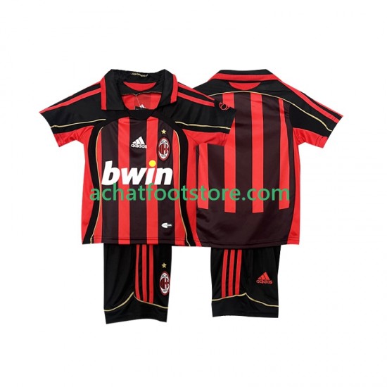 Maillot AC Milan Rétro Domicile Tenue pour Enfant 2006 2007 Manche Courte