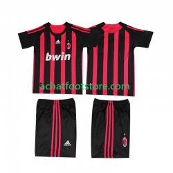 Maillot AC Milan Rétro Domicile Tenue pour Enfant 2008 2009 Manche Courte