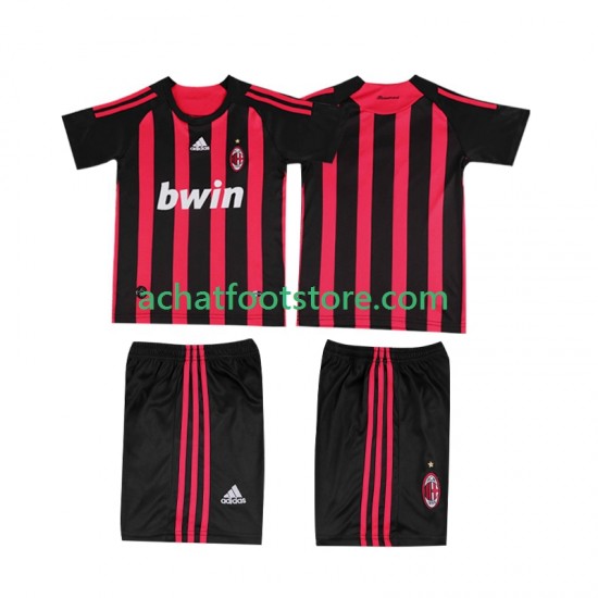 Maillot AC Milan Rétro Domicile Tenue pour Enfant 2008 2009 Manche Courte