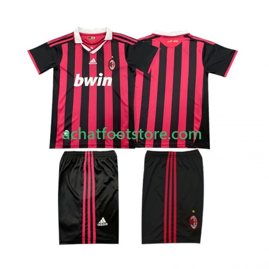 Maillot AC Milan Rétro Domicile Tenue pour Enfant 2009 2010 Manche Courte