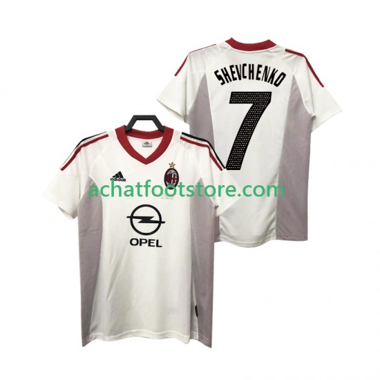 Maillot AC Milan SHEVCHENKO 7 Rétro Extérieur Tenue pour Homme 1999 1998 Manche Courte