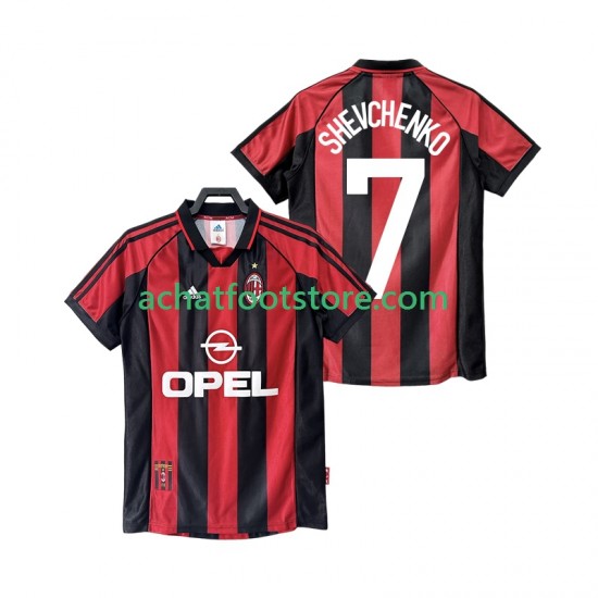 Maillot AC Milan SHEVCHENKO 7 Rétro Domicile Tenue pour Homme 1988 2002 Manche Courte
