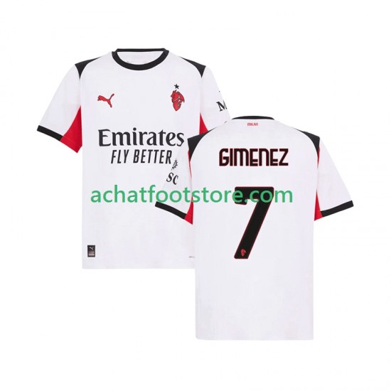 Maillot AC Milan Santiago Gimenez 7 Extérieur Tenue pour Homme 2025-2026 Manche Courte