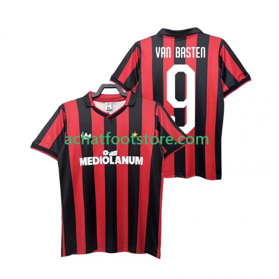 Maillot AC Milan VAN BASTEN 9 Rétro Domicile Tenue pour Homme 1990 1991 Manche Courte