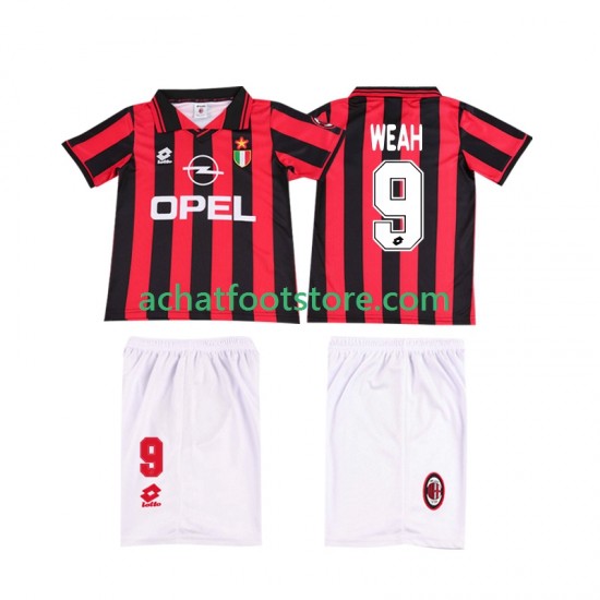 Maillot AC Milan WEAH 9 Rétro Domicile Tenue pour Enfant 1996 2004 Manche Courte