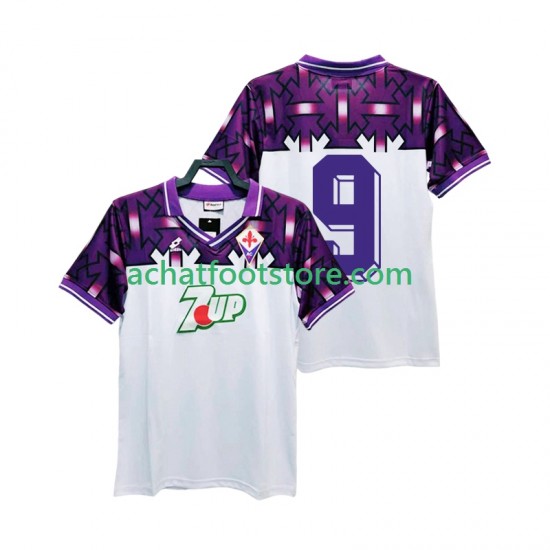 Maillot Fiorentina 9 Rétro Extérieur Tenue pour Homme 1992 1993 Manche Courte