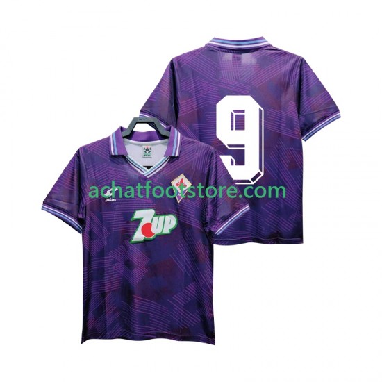 Maillot Fiorentina 9 Rétro Domicile Tenue pour Homme 1992 1993 Manche Courte