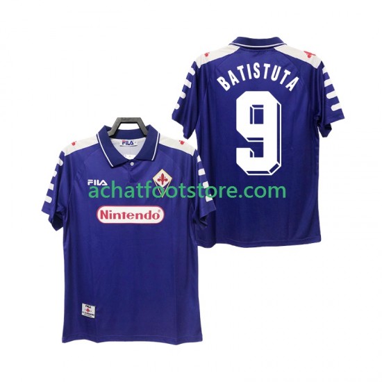 Maillot Fiorentina BASTUTA 9 Rétro Domicile Tenue pour Homme 1988 2002 Manche Courte