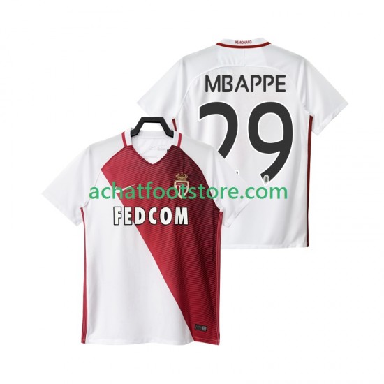 Maillot AS Monaco Mbappé 29 Domicile Tenue pour Homme 2016 2017 Manche Courte