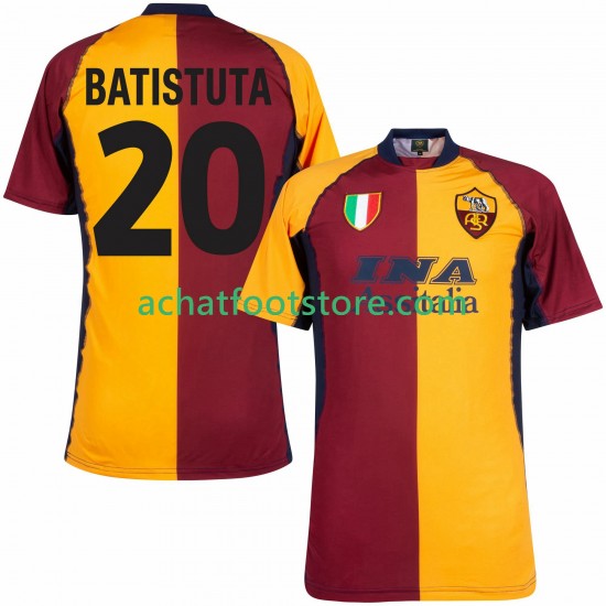 Maillot AS Rome Batistuta 20 Rétro Domicile Tenue pour Homme 2022 2011 Manche Courte