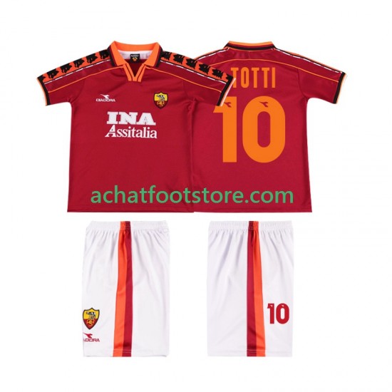 Maillot AS Rome TOTTI 10 Rétro Domicile Tenue pour Enfant 1988 2002 Manche Courte