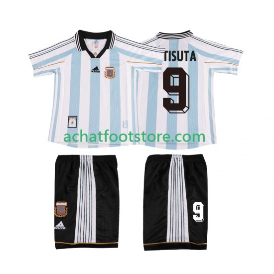 Maillot Argentine BATISUTA 9 Rétro Domicile Tenue pour Enfant 1988 Manche Courte