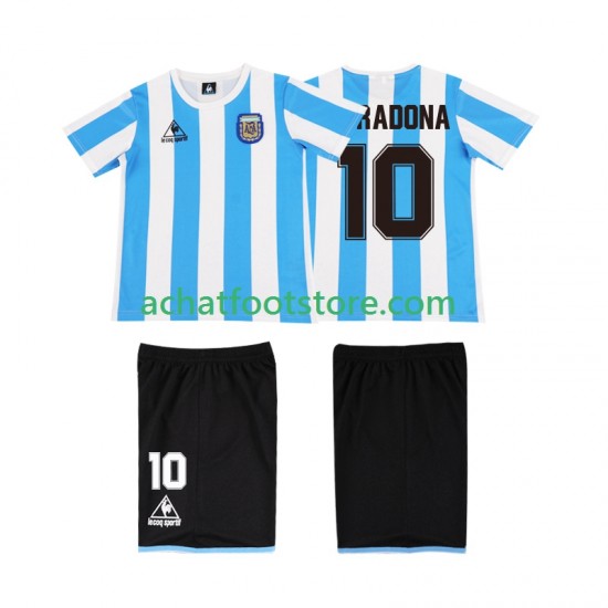 Maillot Argentine MARADONA 10 Rétro Domicile Tenue pour Enfant 1986 Manche Courte