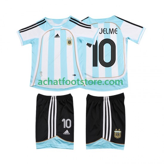 Maillot Argentine RIQUELME 10 Rétro Domicile Tenue pour Enfant 2006 2007 Manche Courte