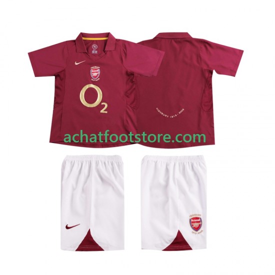 Maillot Arsenal Rétro Domicile Tenue pour Enfant 1998 2006 Manche Courte