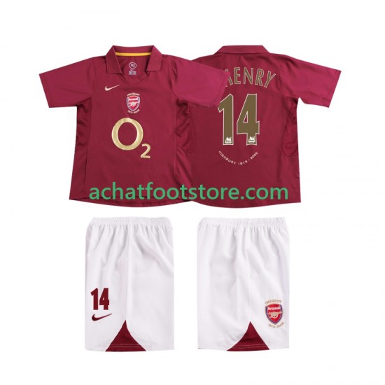 Maillot Arsenal Thierry Henry 14 Rétro Domicile Tenue pour Enfant 1998 2006 Manche Courte