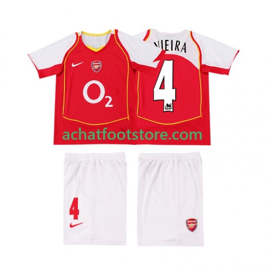 Maillot Arsenal VIEIRA 4 Rétro Domicile Tenue pour Enfant 1999 1998 Manche Courte