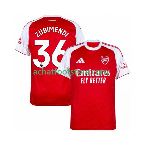 Maillot Arsenal Zubimendi 36 Domicile Tenue pour Homme 2025-2026 Manche Courte