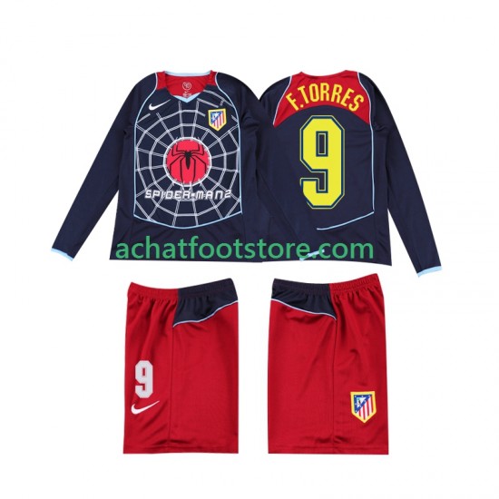Maillot Atlético Madrid F TORRES 9 Rétro Extérieur Tenue pour Enfant 1999 1998 Manche Longue