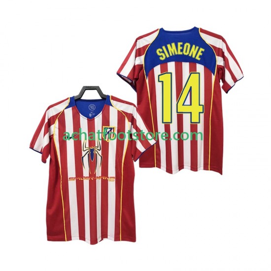 Maillot Atlético Madrid SIMEONE 14 Rétro Domicile Tenue pour Homme 1999 1998 Manche Courte