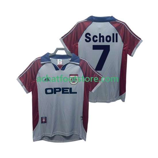 Maillot Bayern Munich Scholl 7 Rétro 3ème Tenue pour Homme 1988 2002 Manche Courte