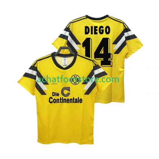 Maillot Borussia Dortmund DIEGO 14 DFB-POKAL Rétro Domicile Tenue pour Homme 1989 Manche Courte