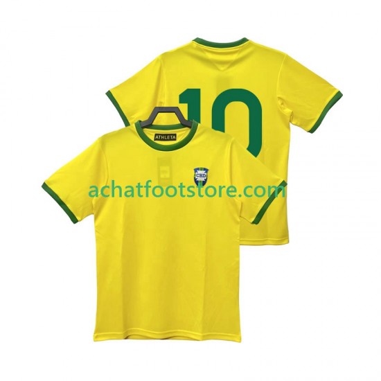 Maillot Brésil 10 1970 Rétro Domicile Tenue pour Homme Manche Courte