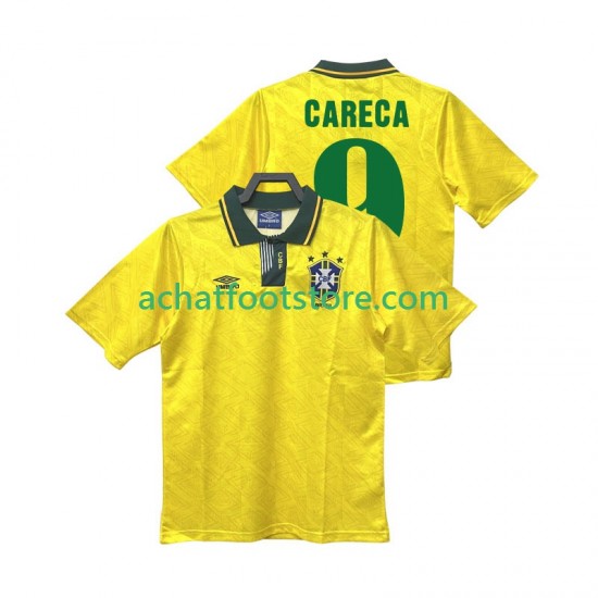 Maillot Brésil CARECA 9 Rétro Domicile Tenue pour Homme 1991 1993 Manche Courte