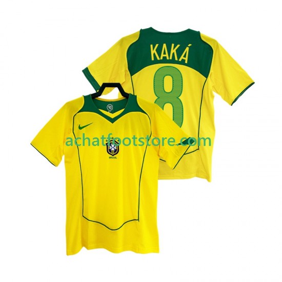 Maillot Brésil KAKA 8 Rétro Domicile Tenue pour Homme 1999 Manche Courte