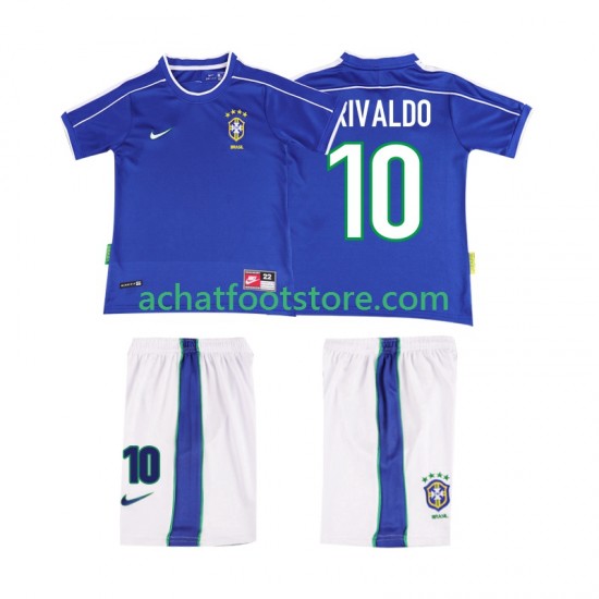 Maillot Brésil RIVALDO 10 Rétro Extérieur Tenue pour Enfant 1988 Manche Courte