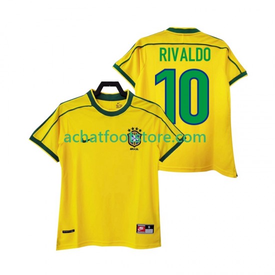 Maillot Brésil RIVALDO 10 Rétro Domicile Tenue pour Homme 1988 Manche Courte