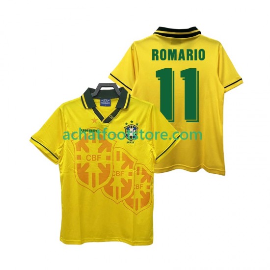 Maillot Brésil ROMARIO 11 Rétro Domicile Tenue pour Homme 1994 Manche Courte