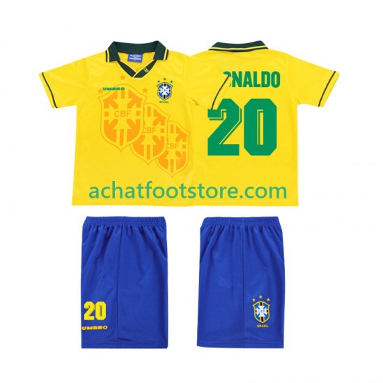 Maillot Brésil RONALDO 20 Rétro Domicile Tenue pour Enfant 1994 Manche Courte