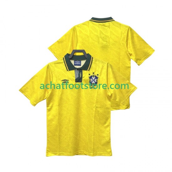 Maillot Brésil Rétro Domicile Tenue pour Homme 1991 1993 Manche Courte