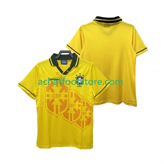 Maillot Brésil Rétro Domicile Tenue pour Homme 1994 Manche Courte