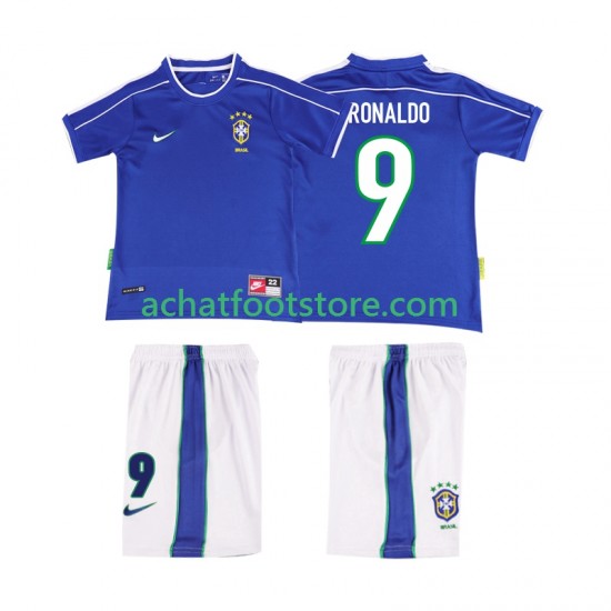 Maillot Brésil Ronaldo 9 Rétro Extérieur Tenue pour Enfant 1988 Manche Courte