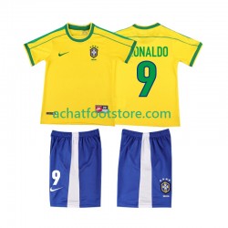 Maillot Brésil Ronaldo 9 Rétro Domicile Tenue pour Enfant 1988 Manche Courte Maillot Brésil Ronaldo 9 Rétro Domicile Tenue pour Enfant 1988 Manche Courte