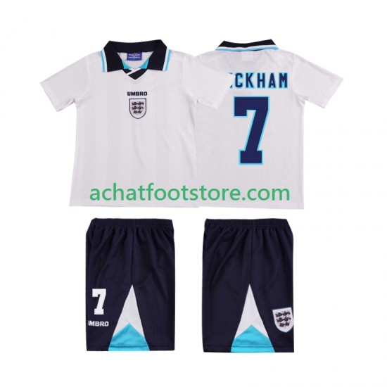 Maillot Angleterre Beckham 7 Rétro Domicile Tenue pour Enfant 1996 Manche Courte
