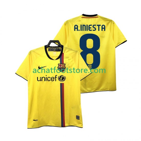 Maillot FC Barcelone A INIESTA 8 Rétro Extérieur Tenue pour Homme 2008 2009 Manche Courte